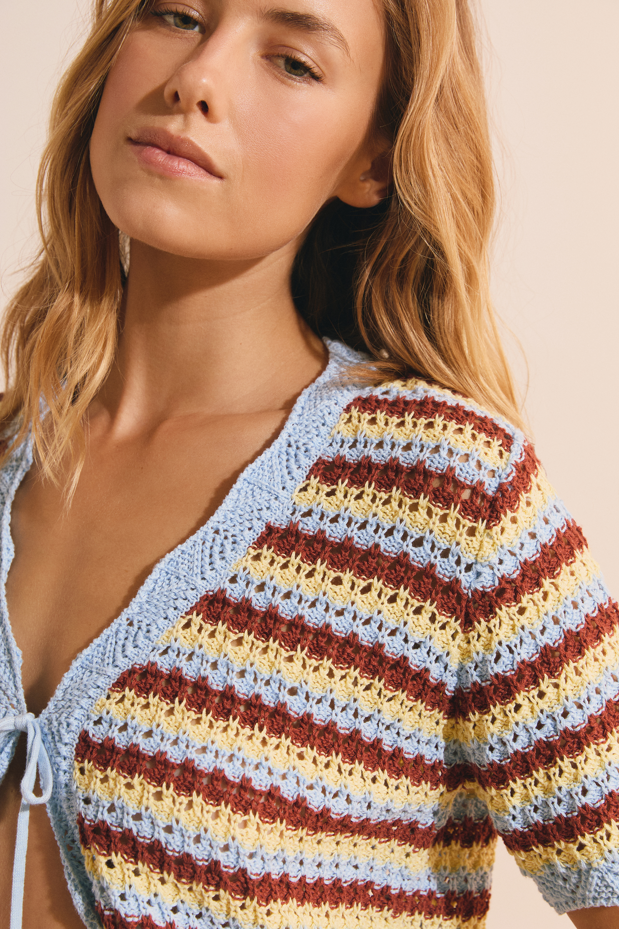 Cardigan en crochet - POLI CARDI - JAUNE PALE. - ETAM