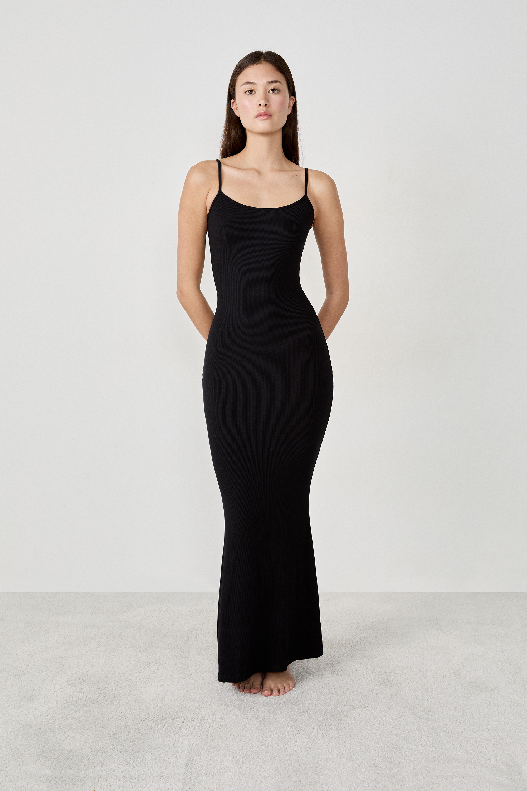 Long Microfiber Dress - PURE SOFT - NOIR - ETAM