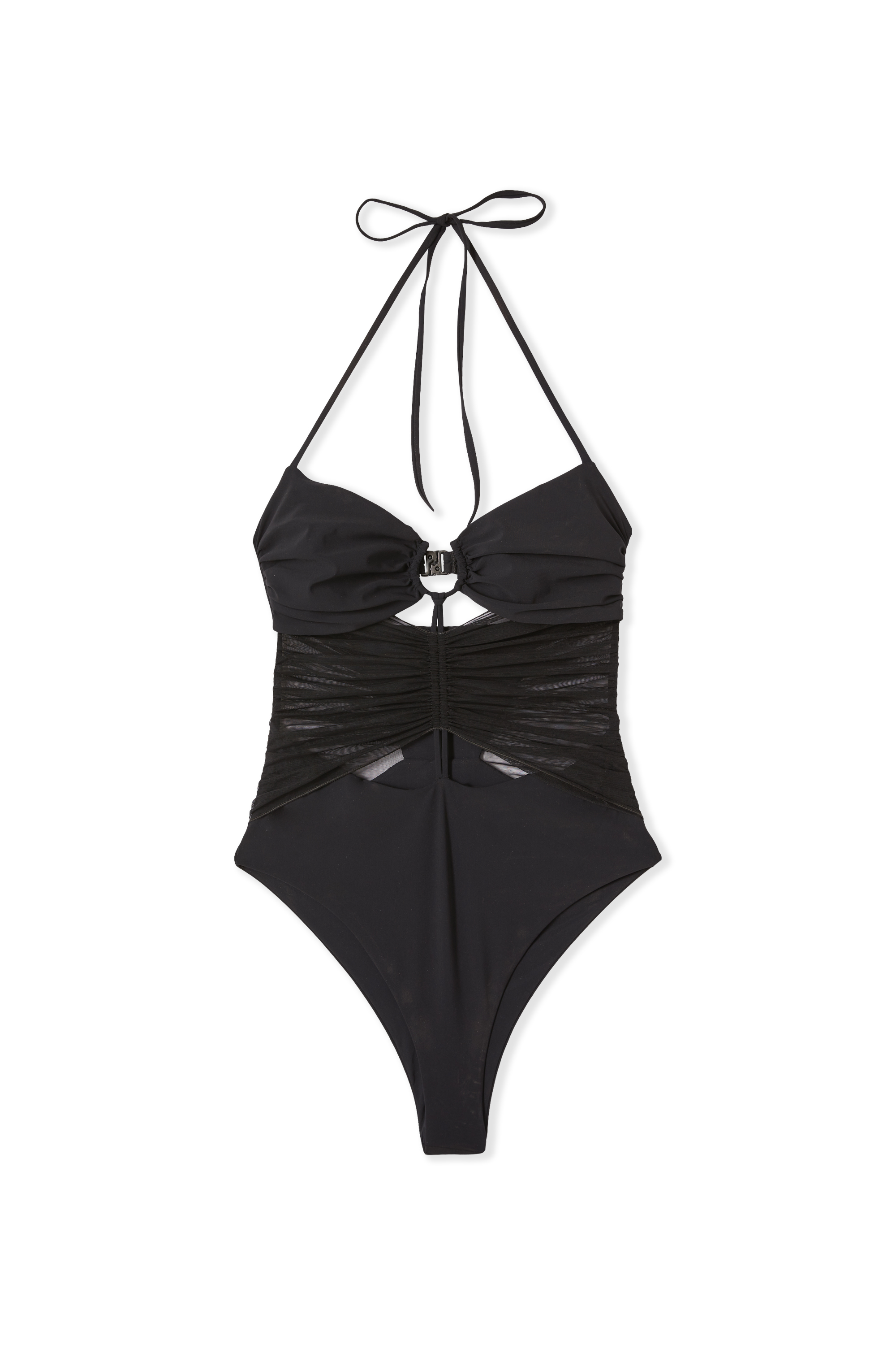 Maillot de bain 1 pièce avec détails en tulle - ANIA - NOIR - ETAM