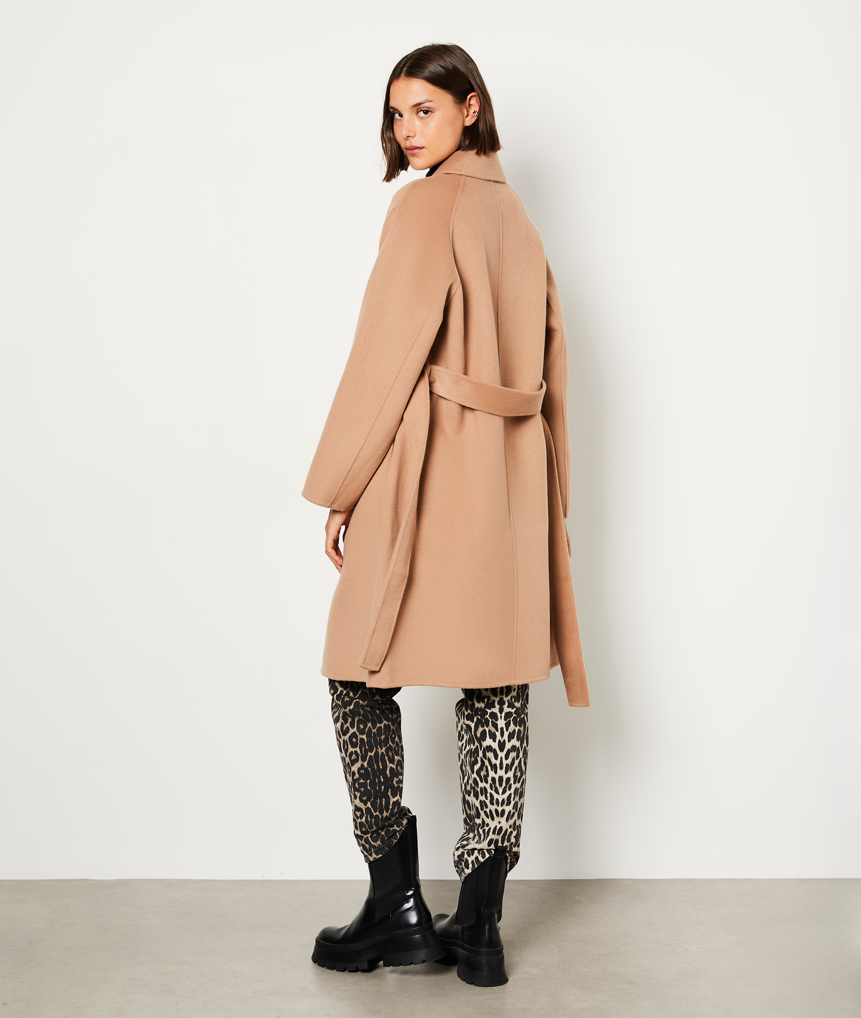 Manteau Long Manteau Camel Etam Manteau Long Ceinturé Avec Laine