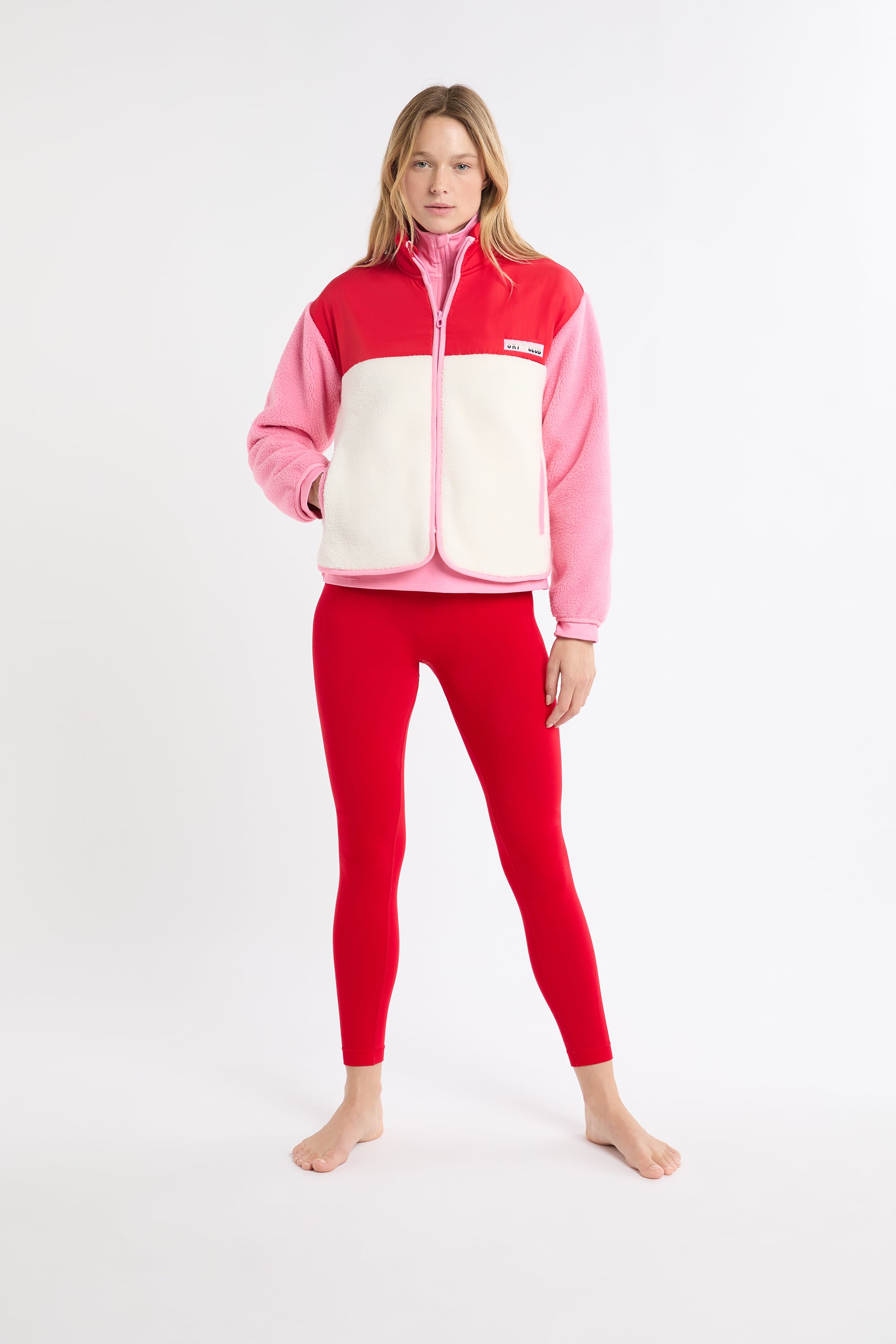Warm sherpa jacket with contrasting panels - WALLY - ROUGE - ETAM