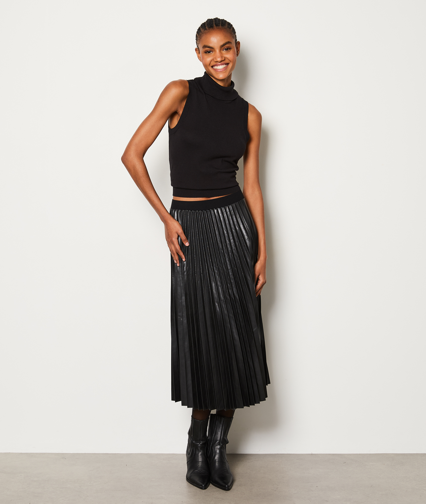 Long Faux Leather Skirt - ODYSSE - NOIR - ETAM