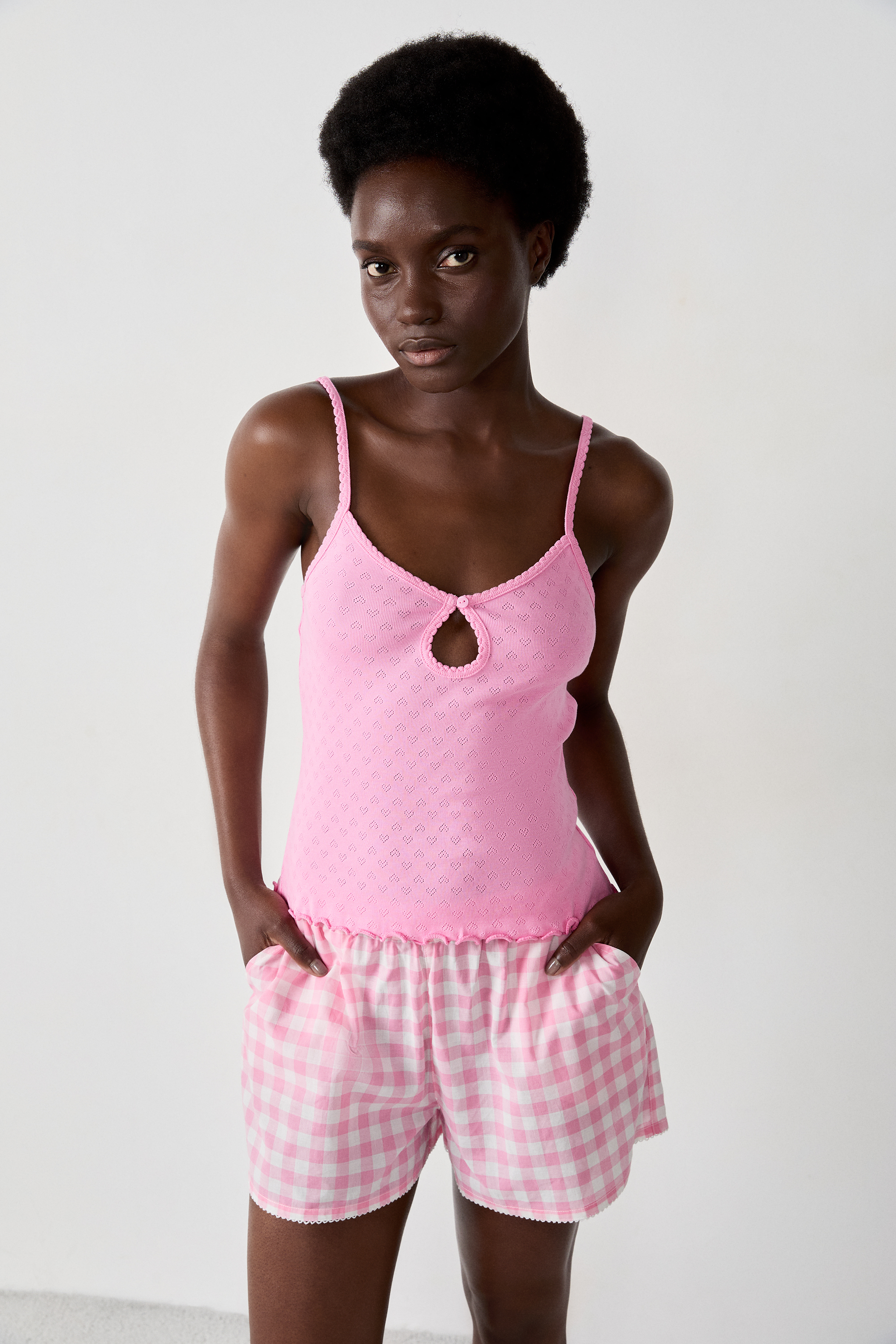 Cotton Pointelle Tank Top - CHERRY - ROSE BONBON - ETAM