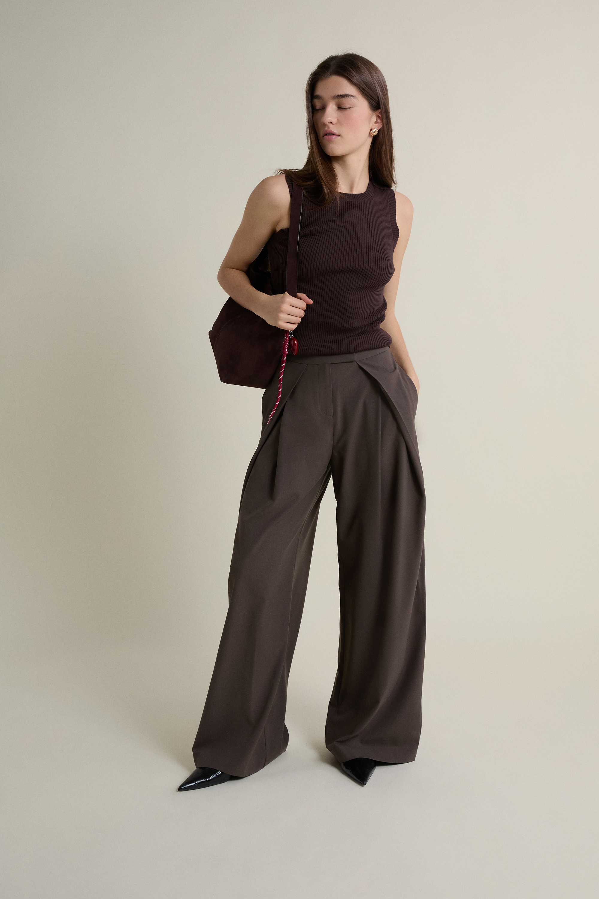 【TROVE】pino wide trousers Wide-leg Trousers - A PANOTIS - TAUPE - ETAM