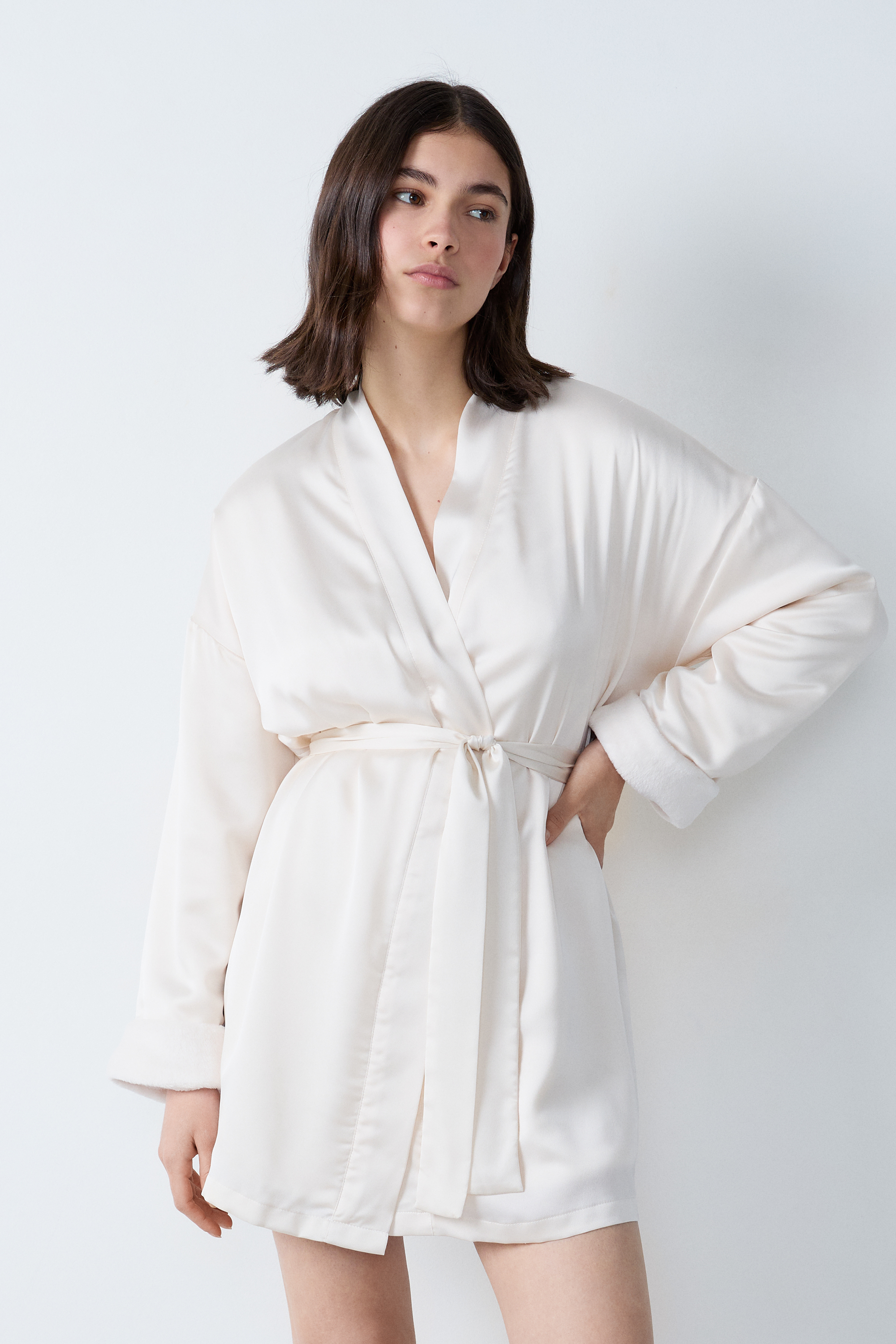 Robe Fleece Lined Satin Pajamas Satin Robe With Fleece Interior