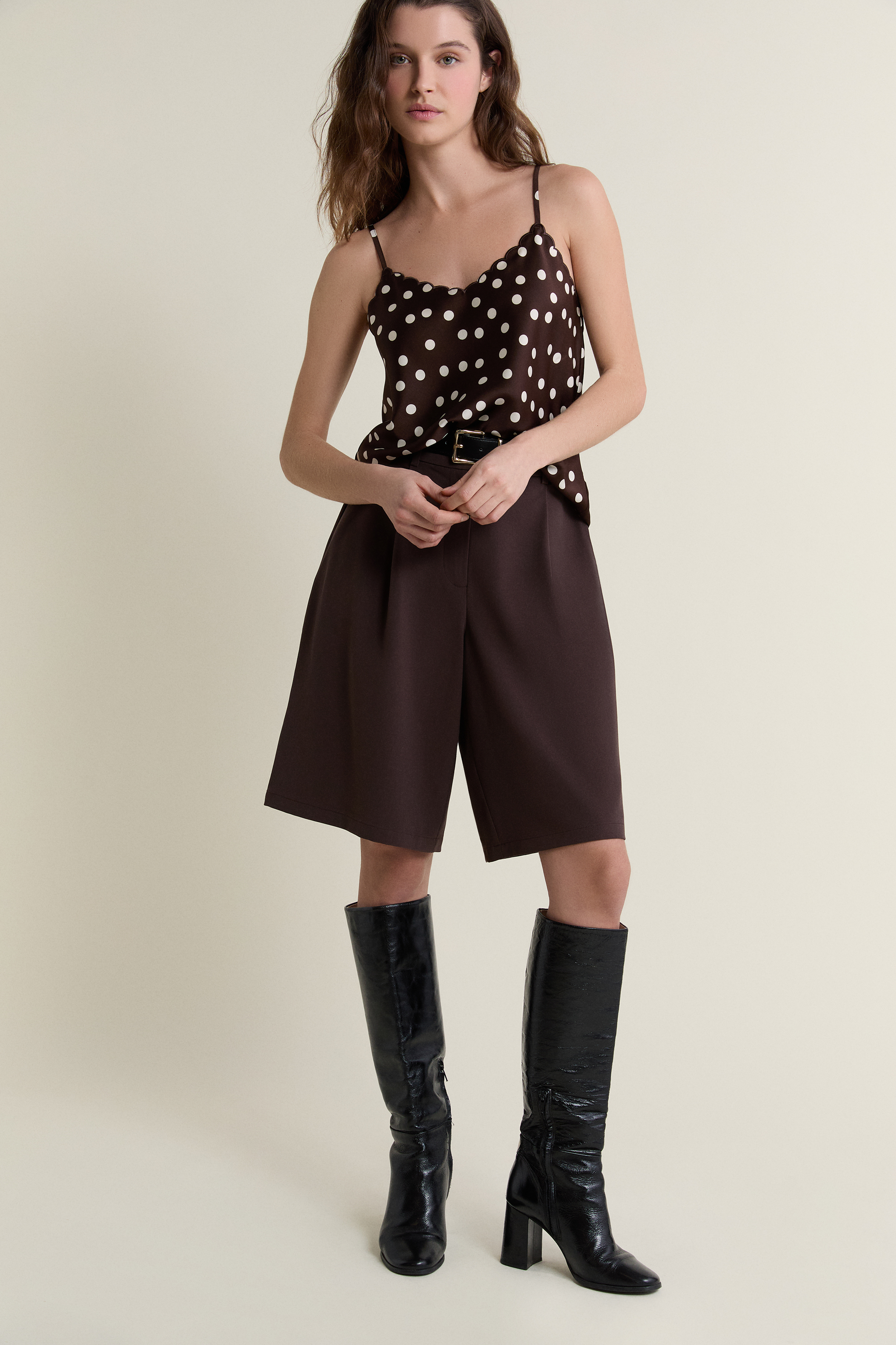 Satin Polka Dot Camisole - EDORI IMP - CHOCOLAT - ETAM