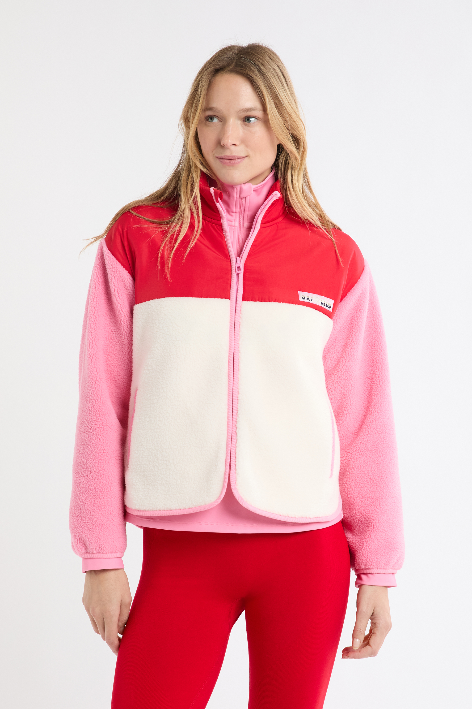 Warm sherpa jacket with contrasting panels - WALLY - ROUGE - ETAM