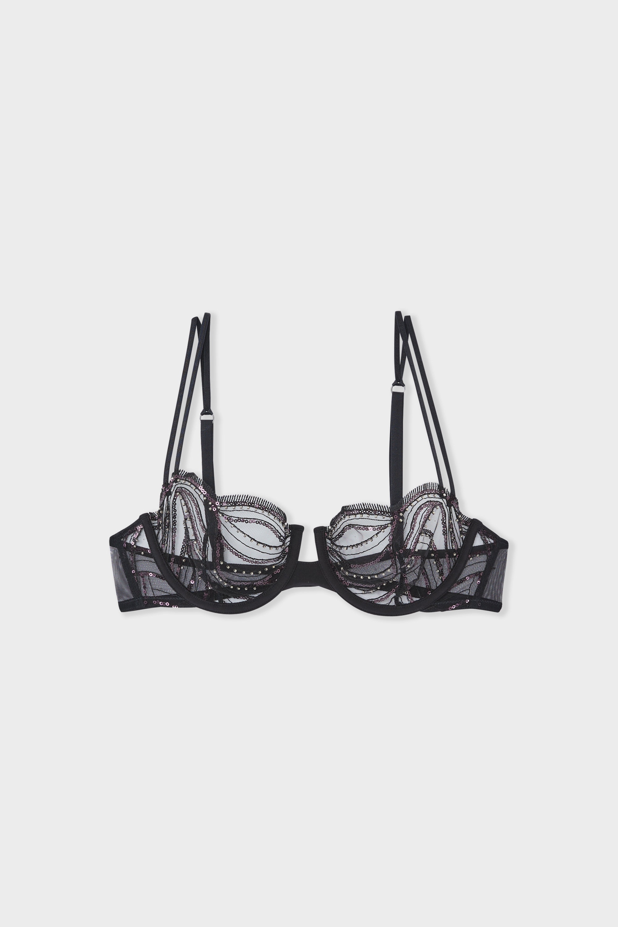 専用出品 【未使用】6 スーベニアピンとvintage bustier bra Bra No.9 - Balconette in Pearl Embroidery - WHISPER OF DES - NOIR