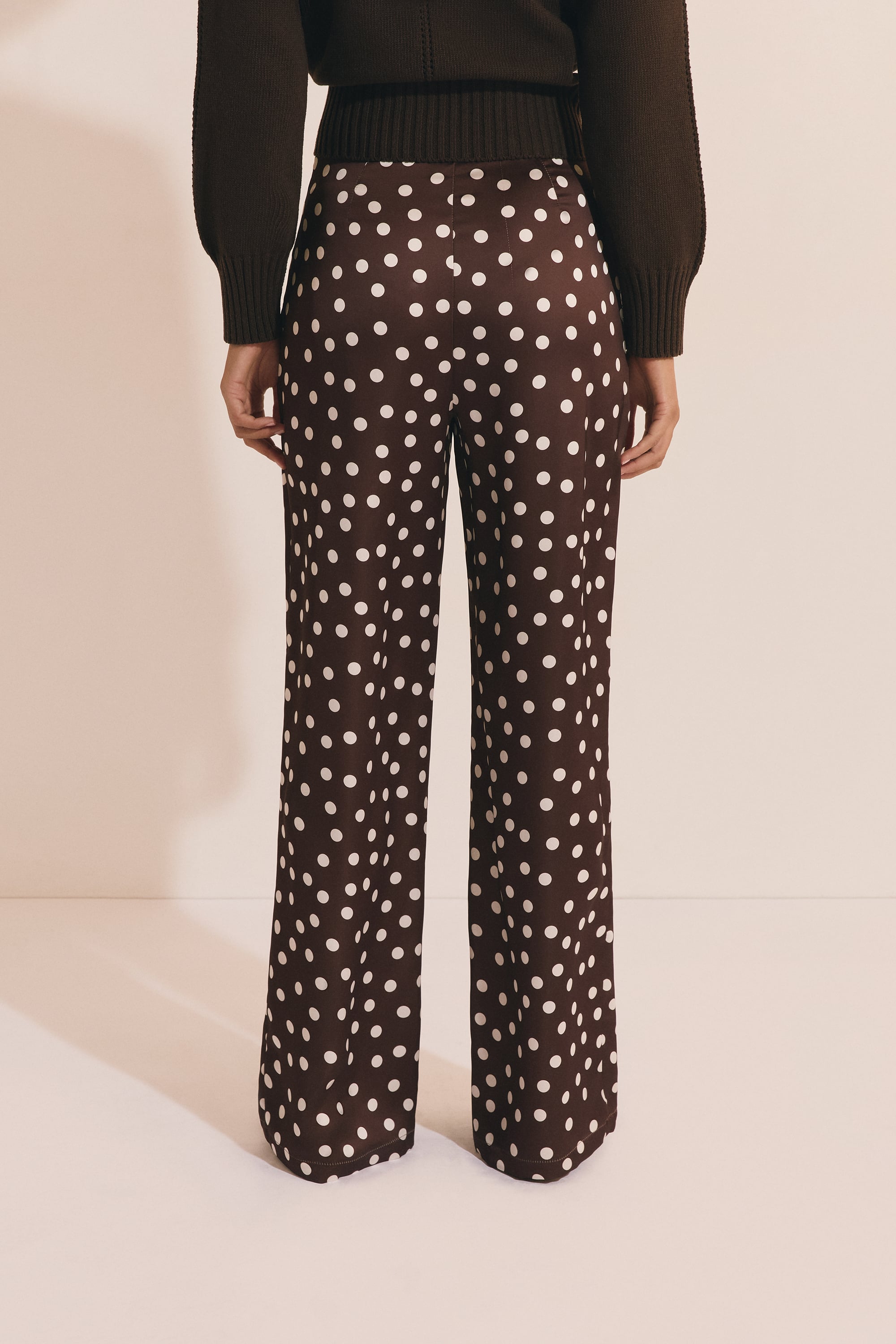 Satin Polka Dot Trousers - A PALMA IMP - CHOCOLAT - ETAM