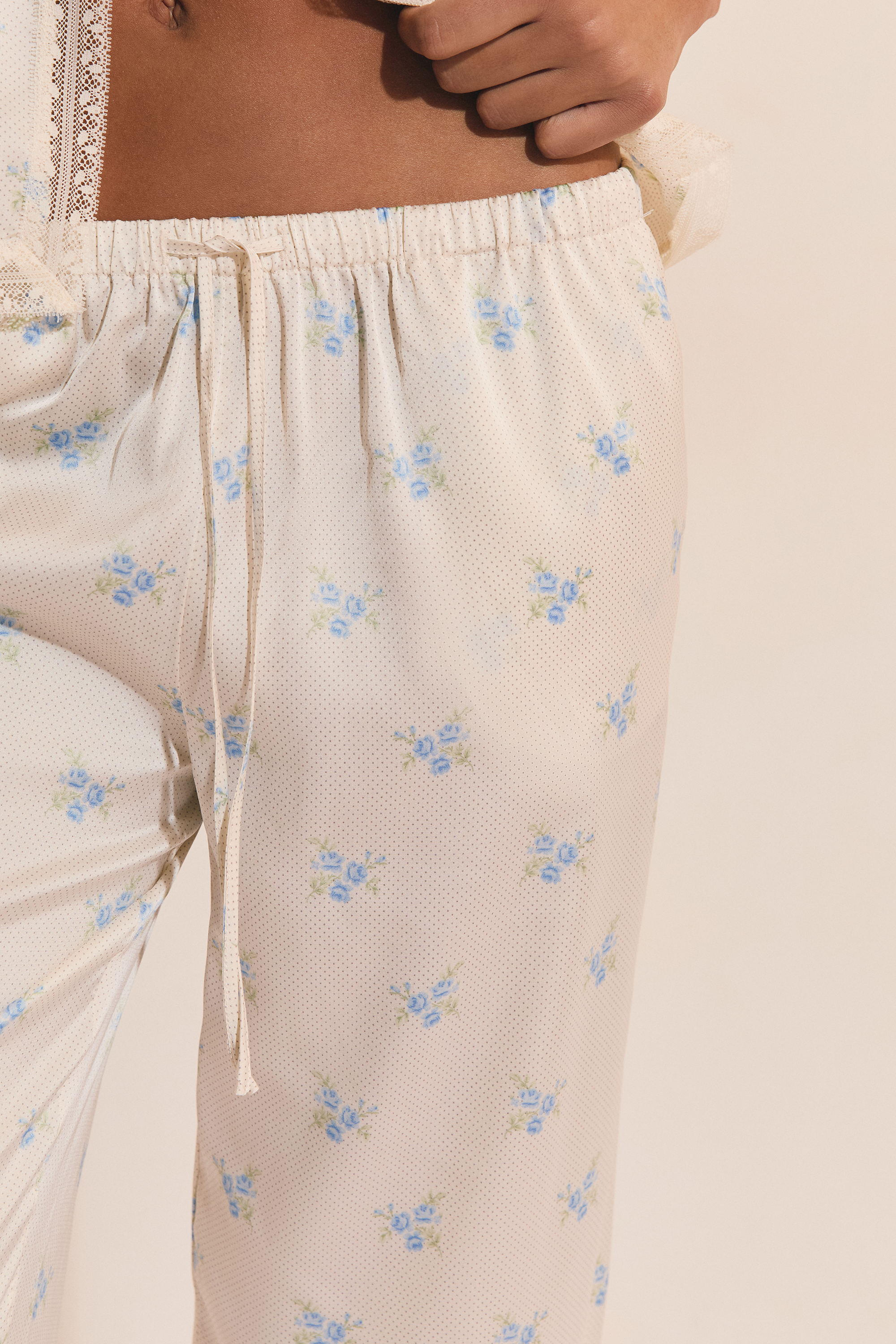 Satin Pajama Pants With Floral Motifs - NOREEN - IMP FD ECRU - ETAM