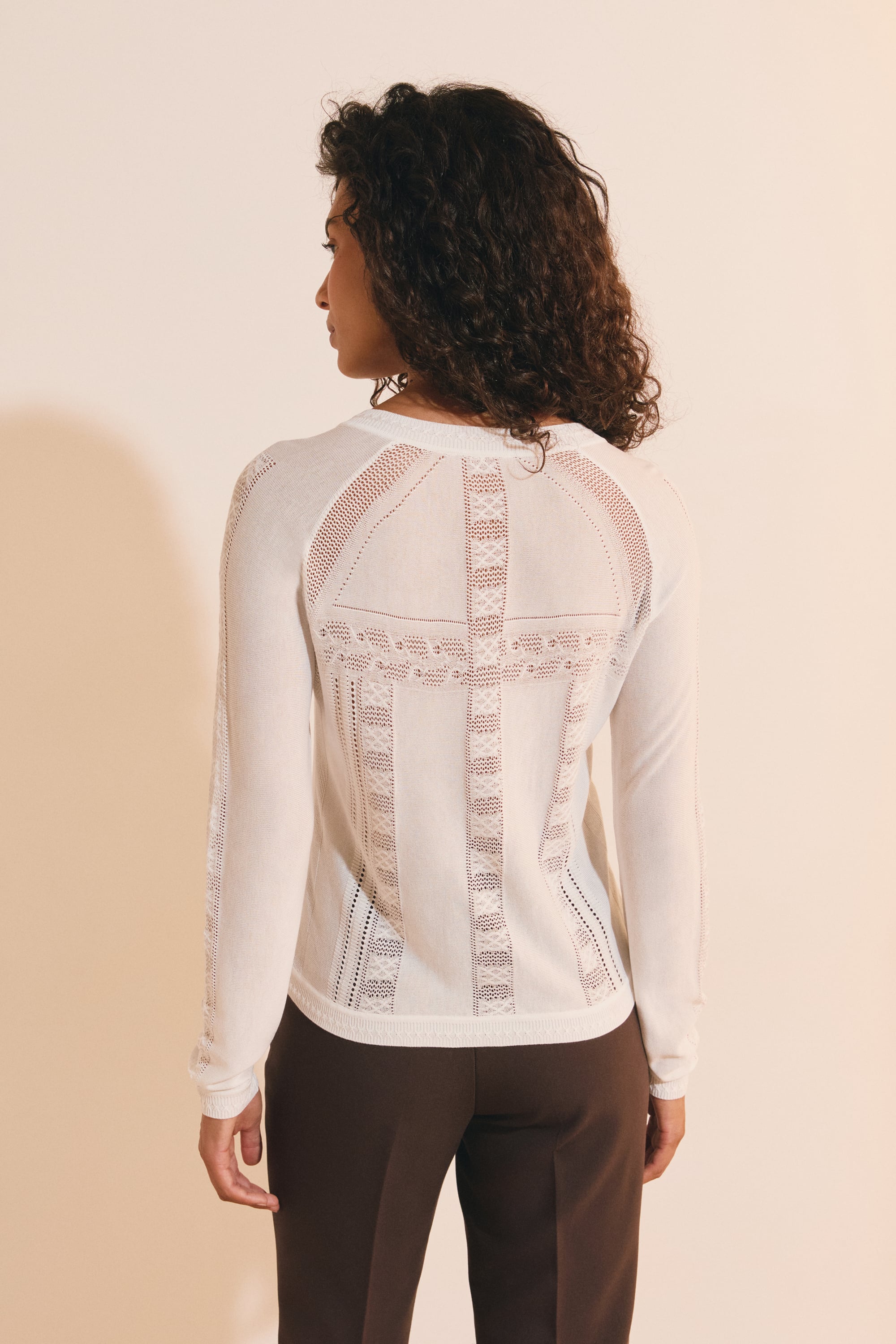 Cardigan With Buttons And Lace Details - SUZANE CARDI - ECRU - ETAM