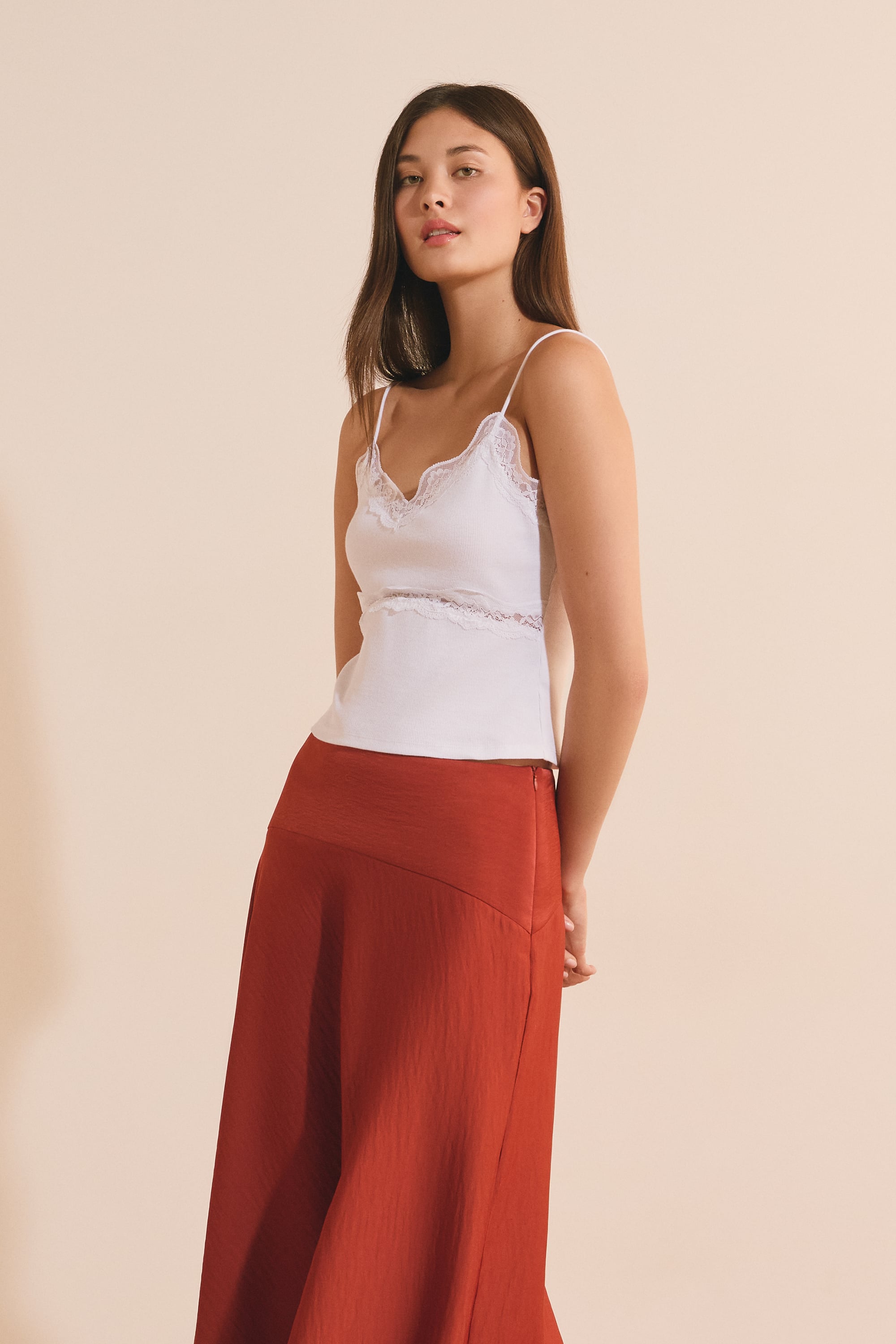 Cotton Camisole With Lace Details - ANTOINETTE TS - BLANC - ETAM