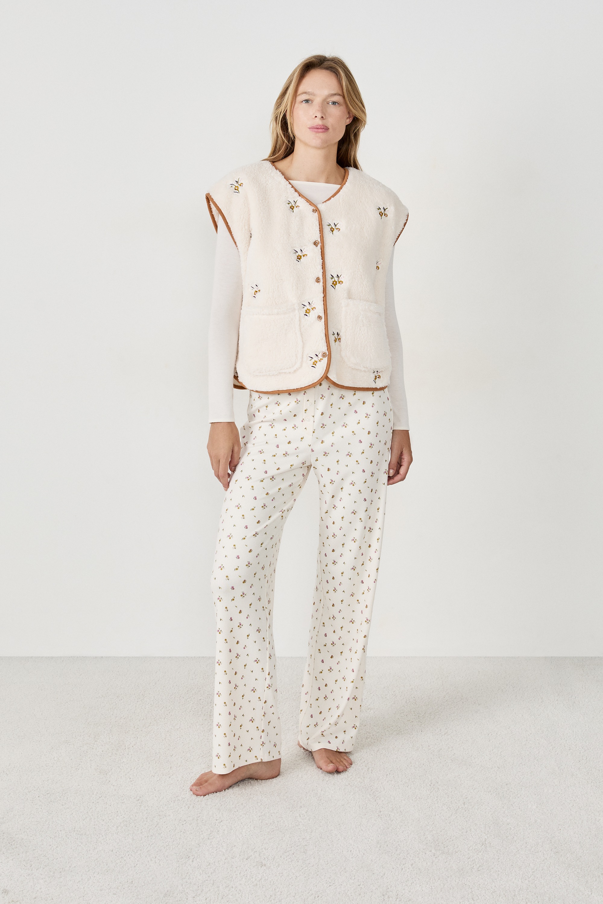 Sleeveless Floral Cardigan - BRIDGY - ECRU - ETAM