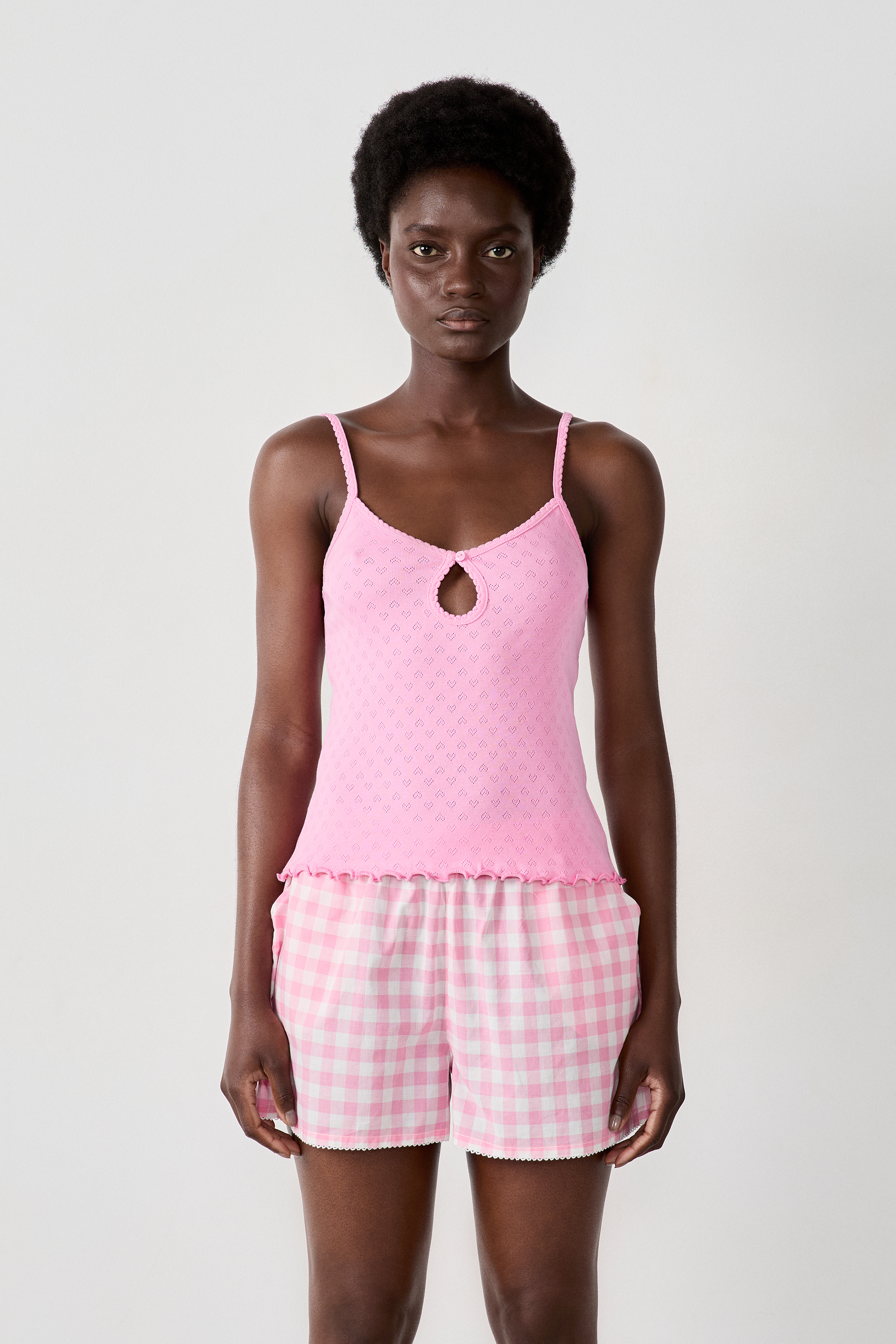 Cotton Pointelle Tank Top - CHERRY - ROSE BONBON - ETAM