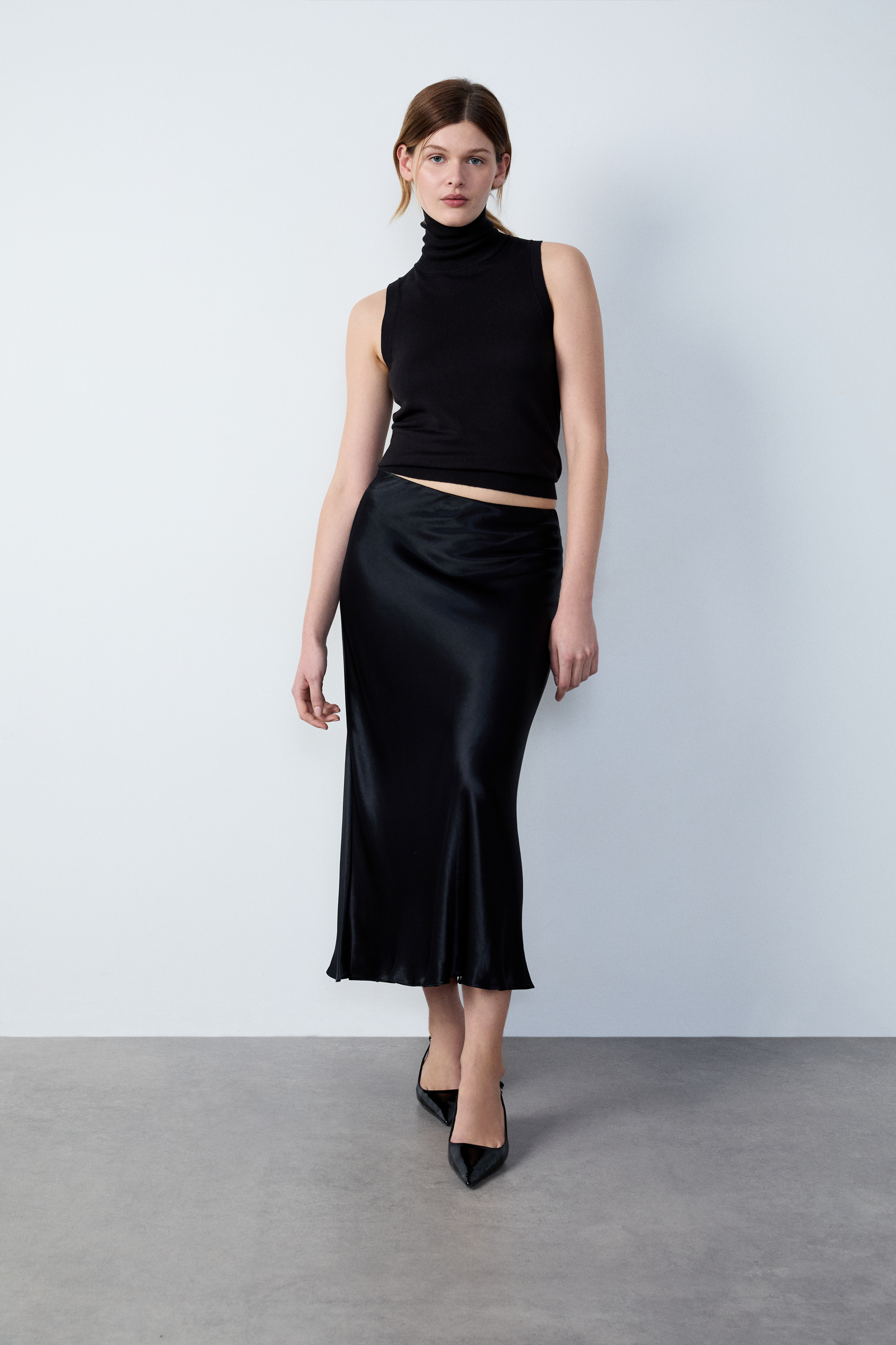 Long Satin Skirt - RANA - NOIR - ETAM