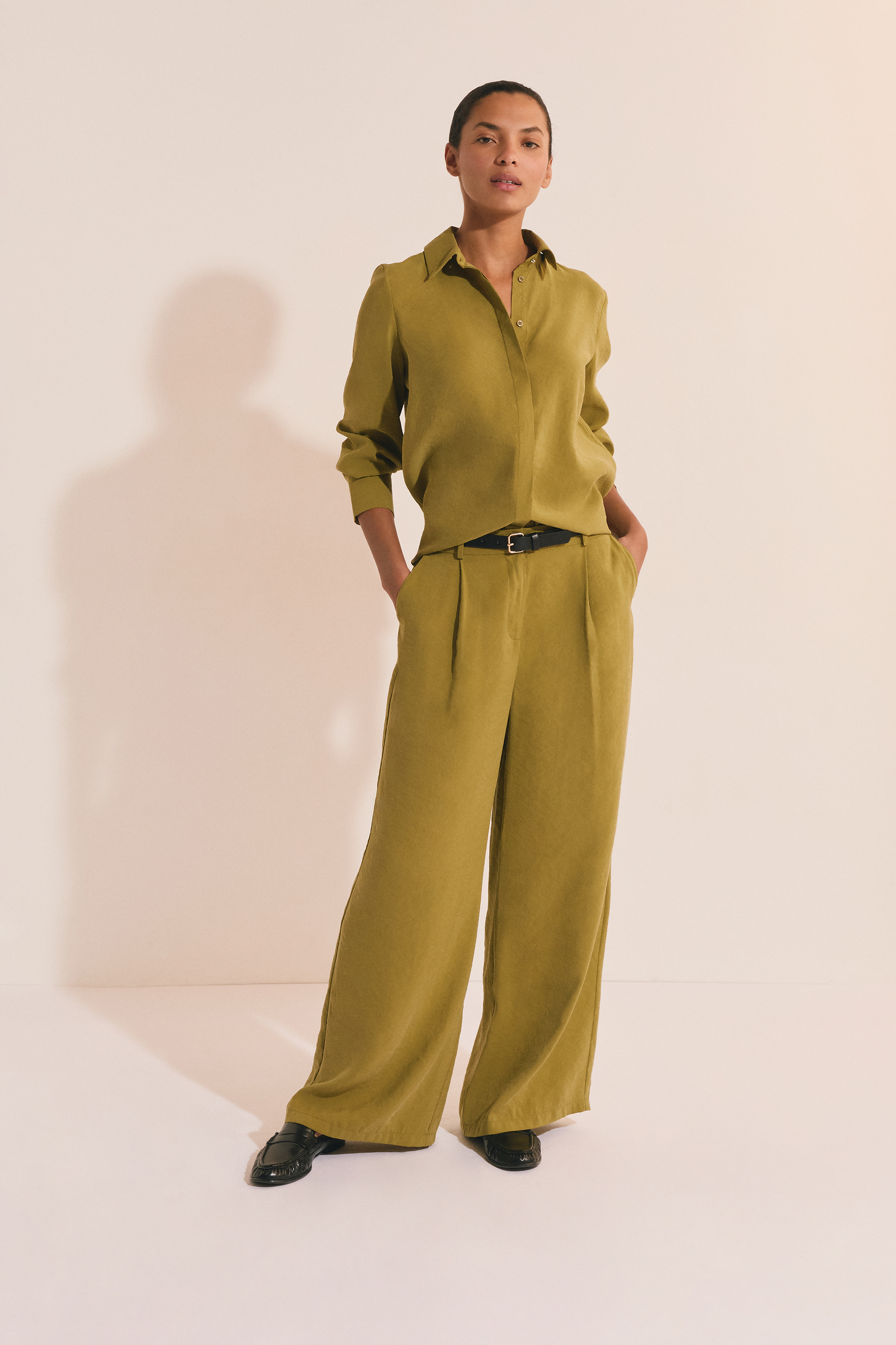 Wide-Leg Pleated Trousers - CHRISTINE - ARGILE - ETAM