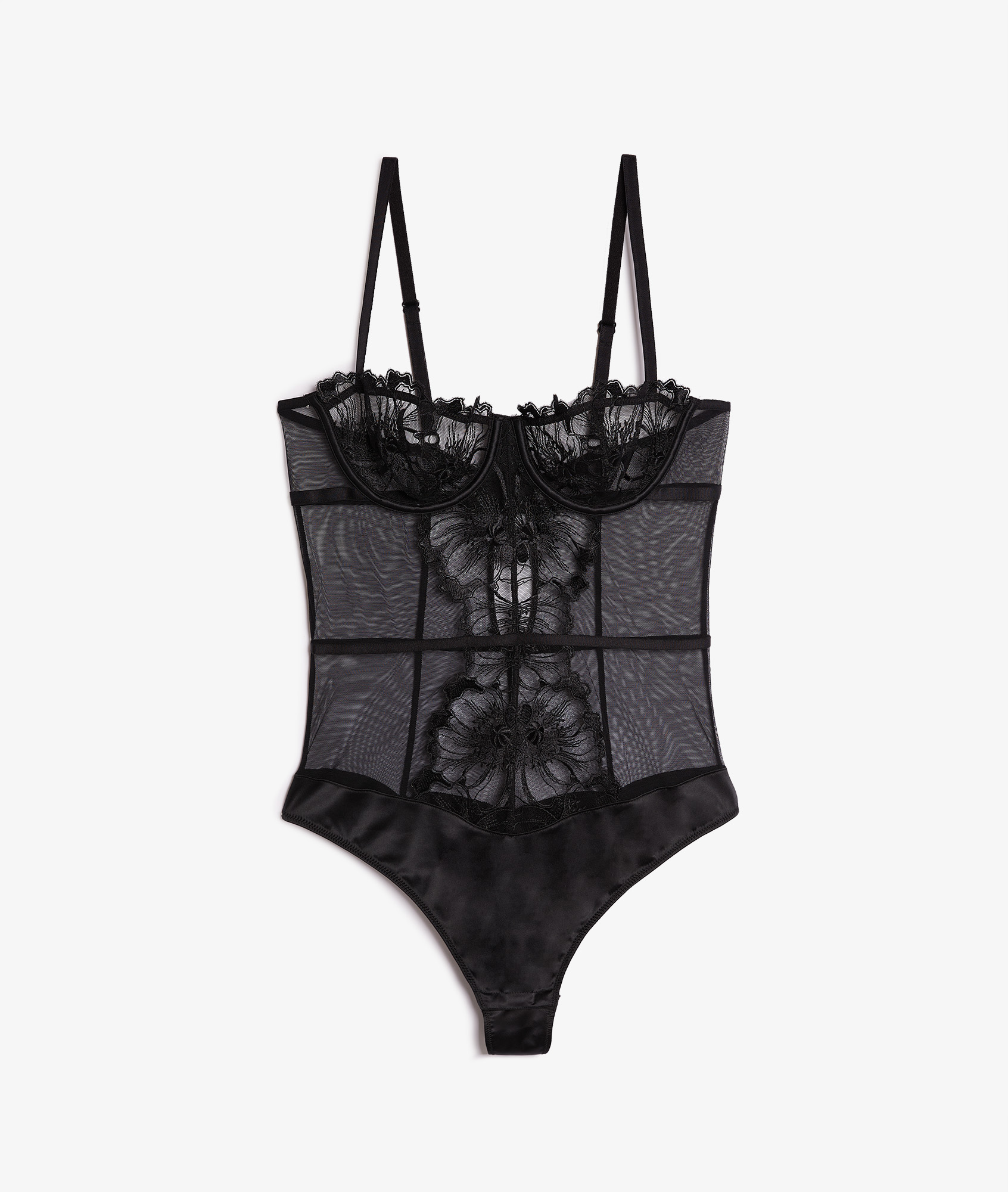 Floral Lace Bodysuit - SOMPTUEUSE - NOIR - ETAM