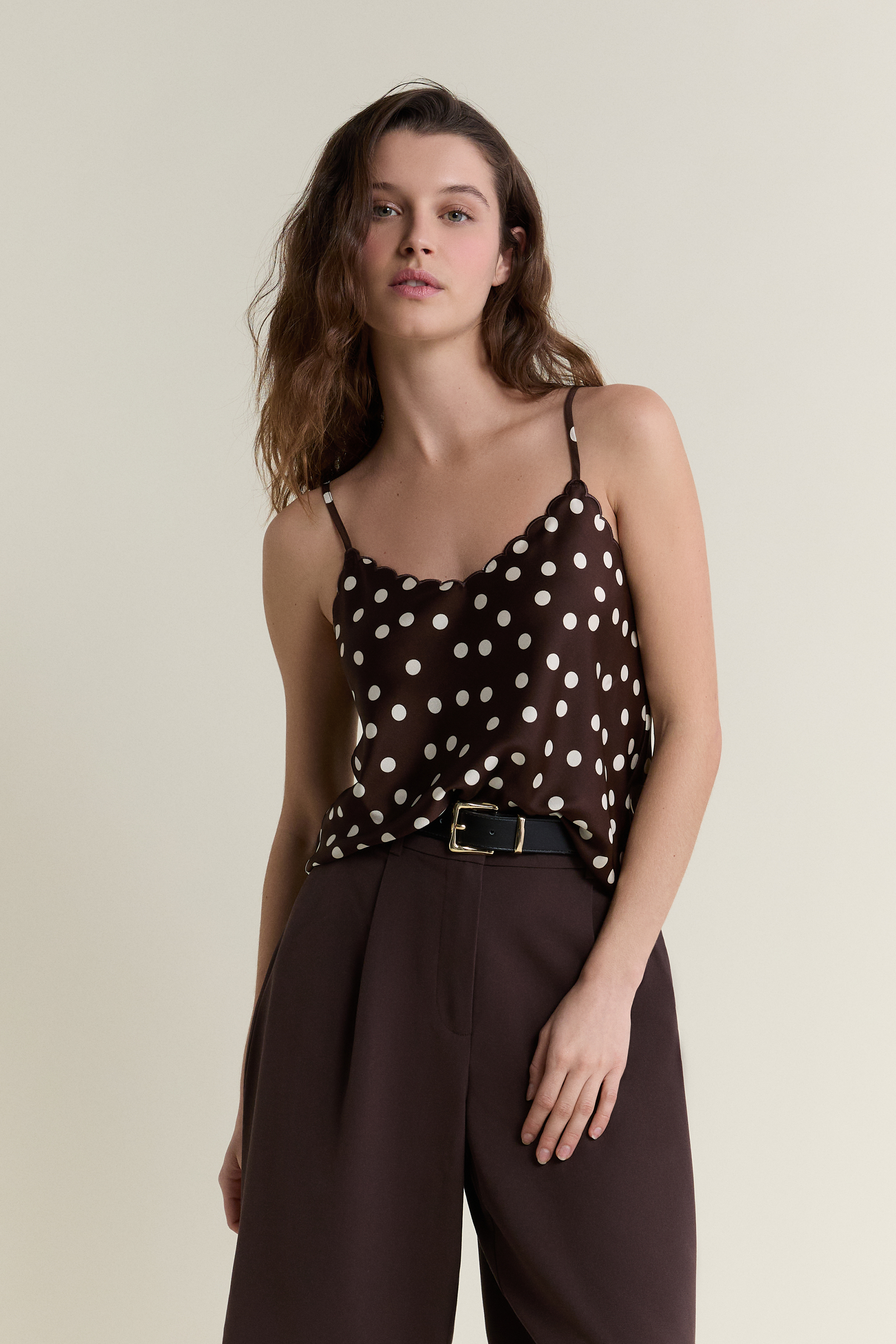 Satin Polka Dot Camisole - EDORI IMP - CHOCOLAT - ETAM