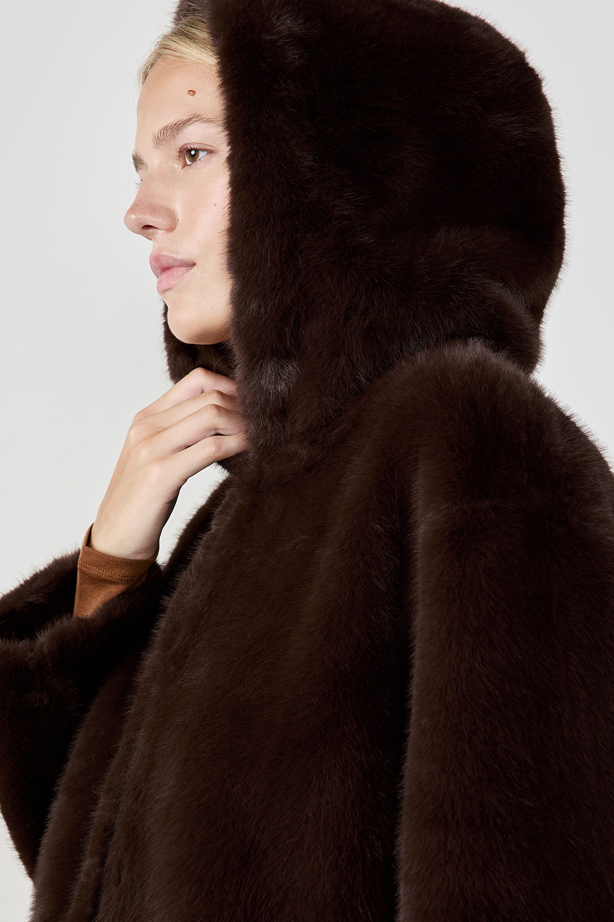 jerbette Blue Label ダークブラウン ラビットファーコート 