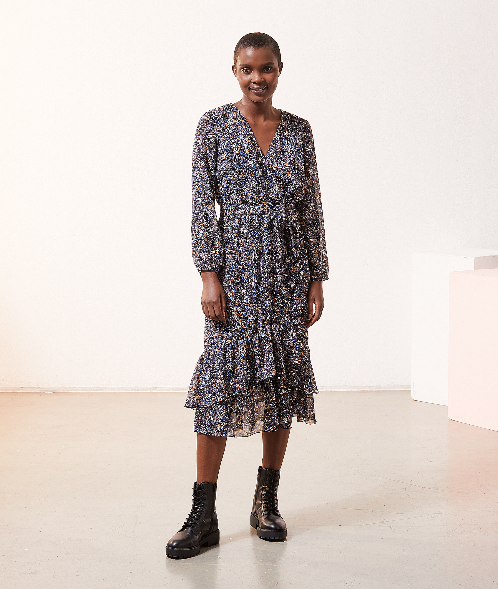 robe longue cache coeur fleurie